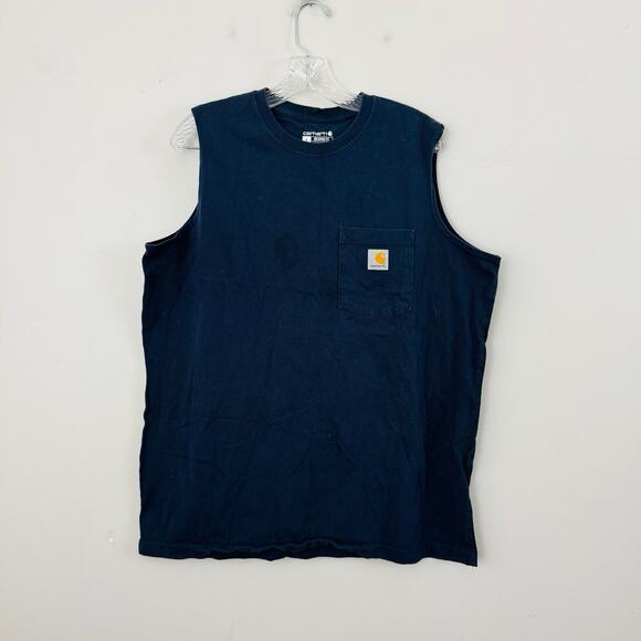Carhartt Relaxed Fit Navy Blue Sleeveless T Shirt Men’s Size L - Picture 1 of 8